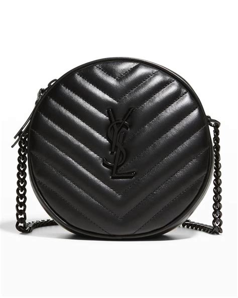 Jade Ysl Round Quilted Grain De Poudre Crossbody Bag In 